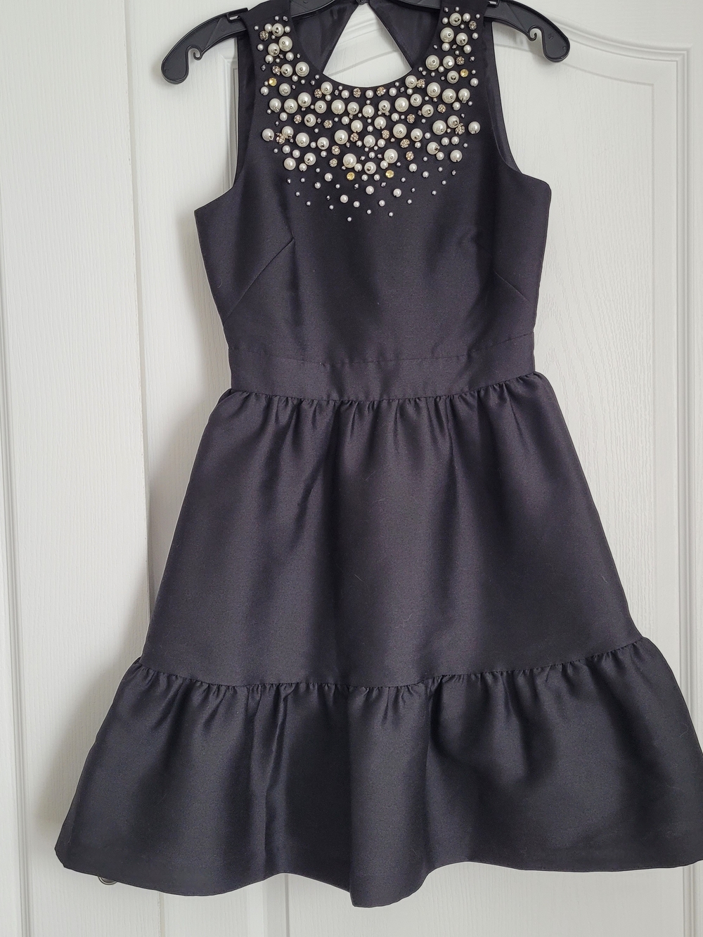 kate spade Black Sleeveless Pearl-Embellished Fit-and-Flare Mini Dress